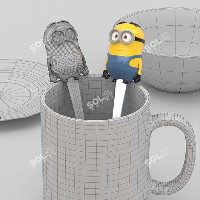 Minions Kids Tableware Set 3D model image 2