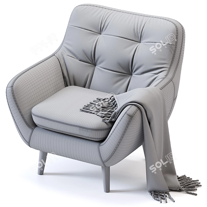 Luxury Ocean Velvet Armchair 3D model image 5