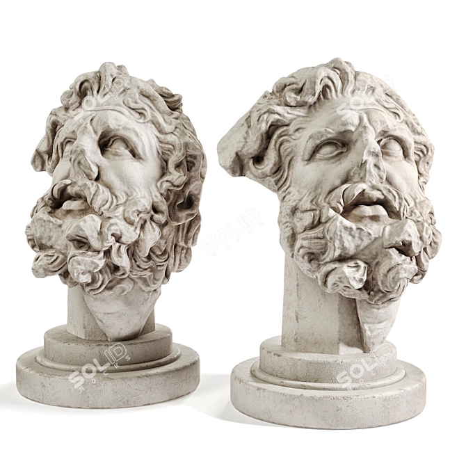 Giant's Head Sculpture: Ancient Greek Mythology Art 3D model image 1