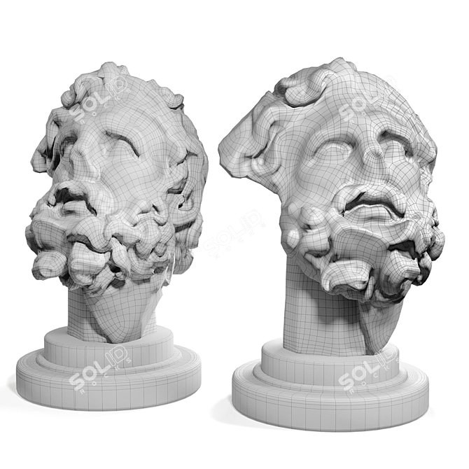 Giant's Head Sculpture: Ancient Greek Mythology Art 3D model image 4