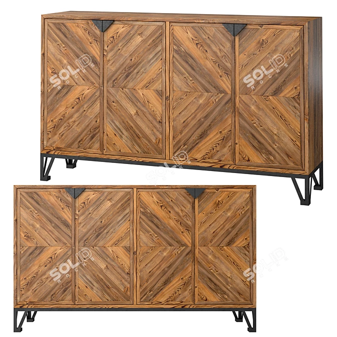 Lucas Wooden 6-Drawer Chest 3D model image 1