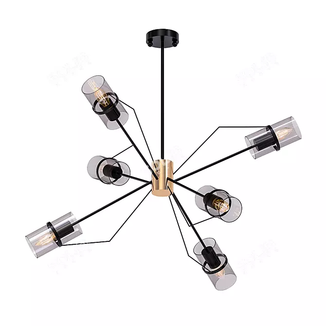Salut Black and Brass Glass Pendant Chandelier 3D model image 1