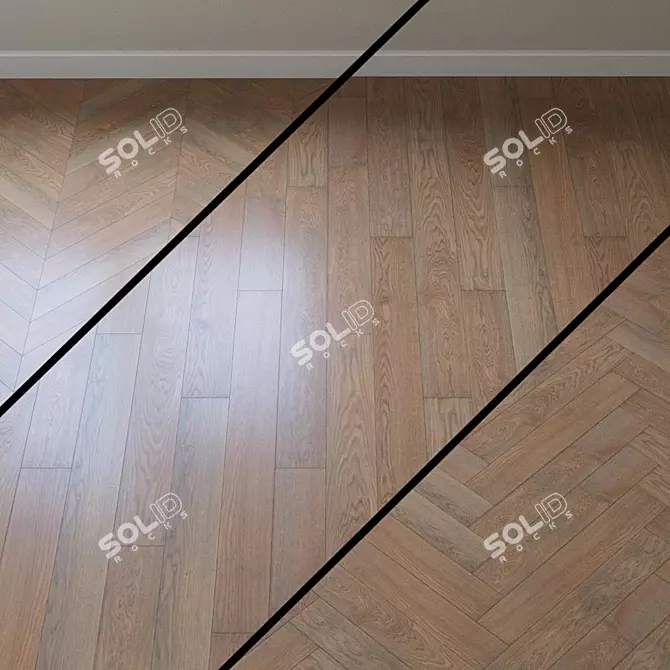 Misty Gray Oak Parquet: Elegant Story 3D model image 1