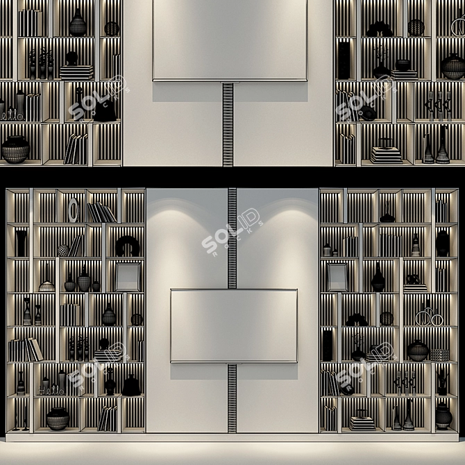 Modern TV Shelf Set 305 3D model image 2