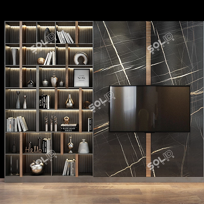 Modern TV Shelf Set 305 3D model image 3