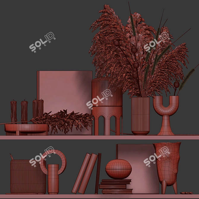 Mixed Bouquet Decor Set for Stylish Shelves 3D model image 4