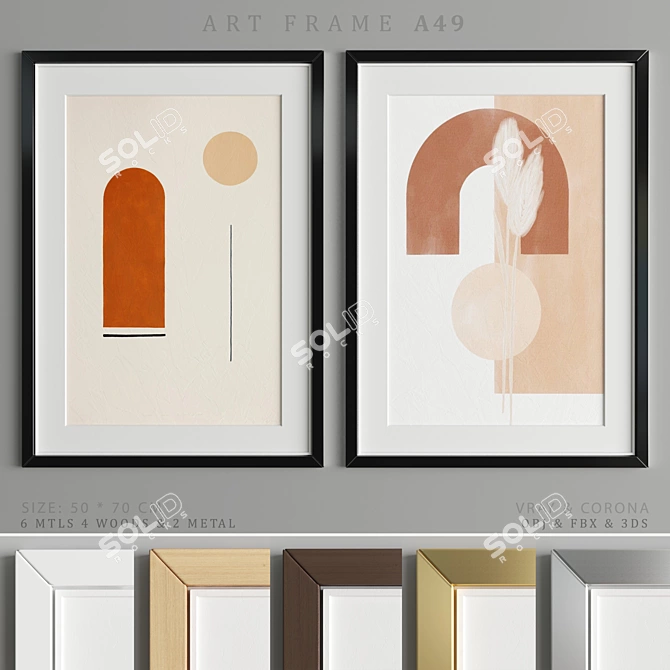 Title: Sleek Art Frames with Versatile Material Options 3D model image 1