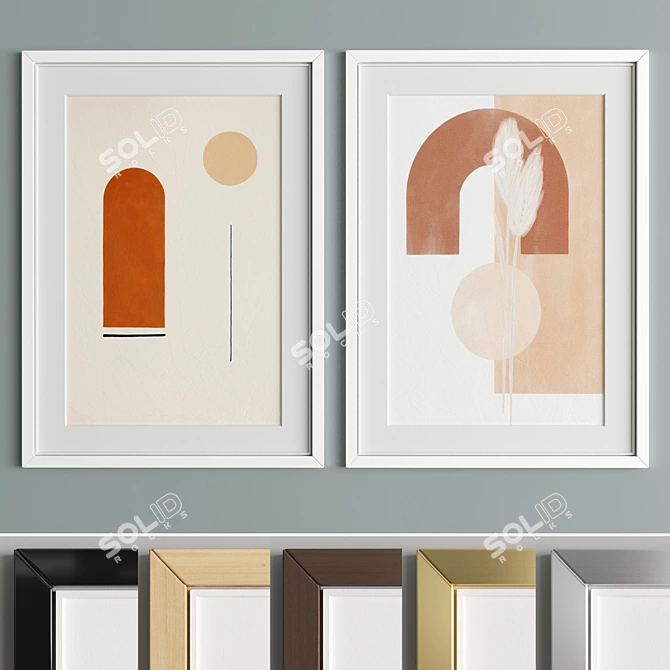 Title: Sleek Art Frames with Versatile Material Options 3D model image 2