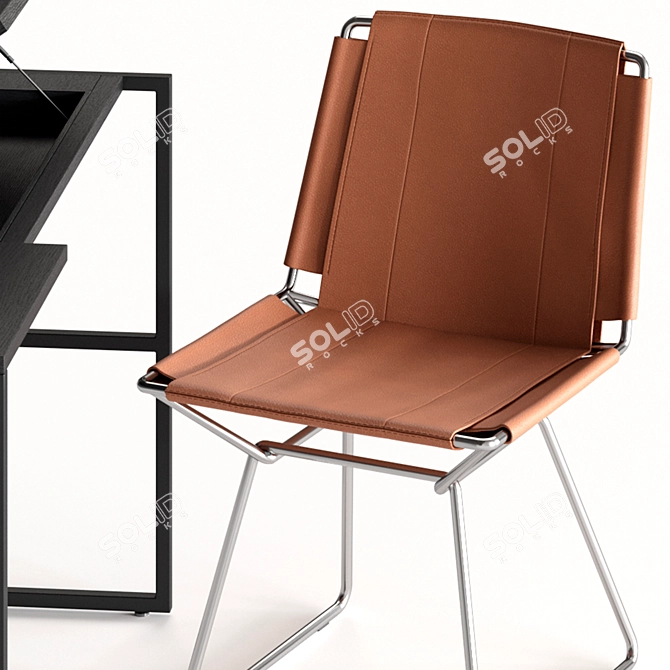 Modern Italian Neil Leather Chair with Venti Home Table 3D model image 3