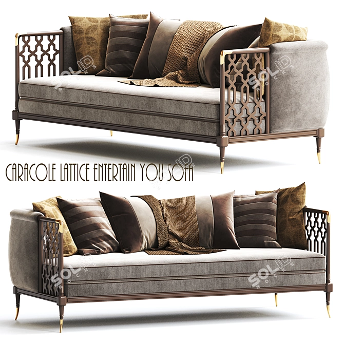 Elegant Lattice Sofa: Modern Entertainment Piece 3D model image 1