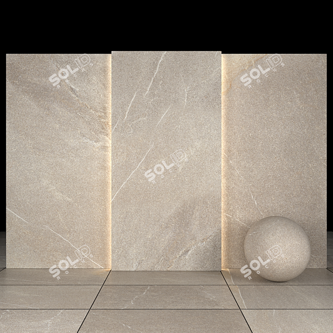 Elegant Limestone Gray Slabs 3D model image 2