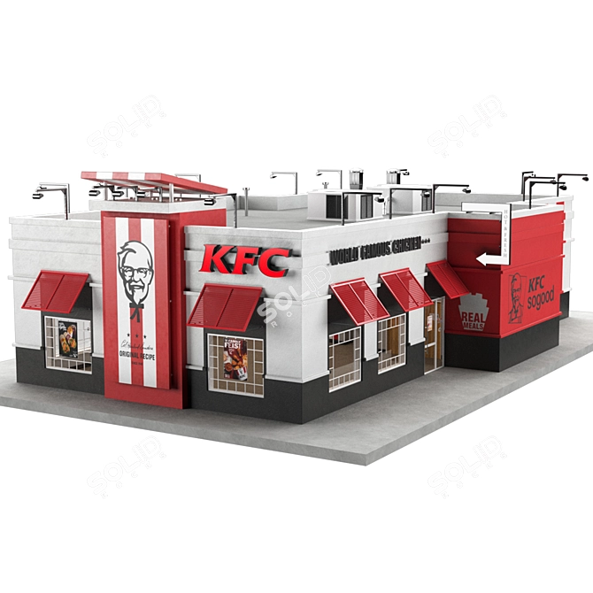 KFC Fast Food Restaurant 3D model image 1