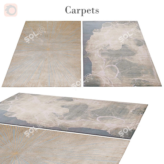 Elegant Geometric Area Rug 3D model image 1