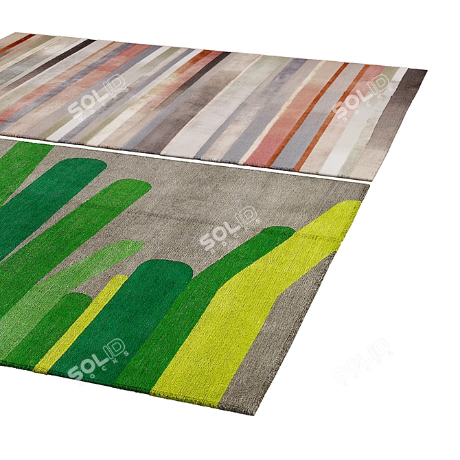 Vintage Inspired Polys Rug 3D model image 2