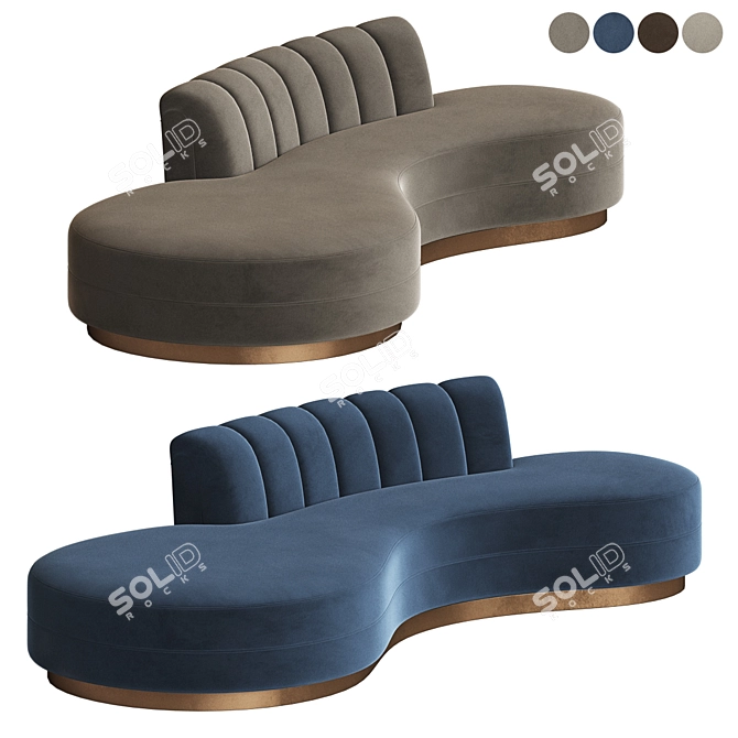 Curved Chanel Velvet Sofa: Haute House Layla 3D model image 2