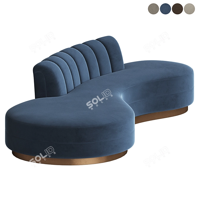 Curved Chanel Velvet Sofa: Haute House Layla 3D model image 3