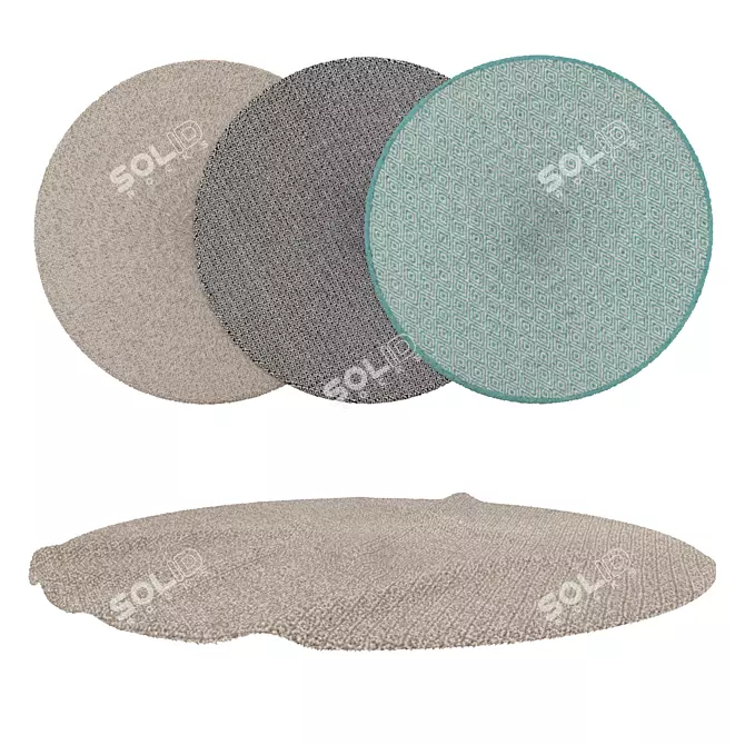 Versatile Round Carpet Set - 6 Unique Designs 3D model image 1