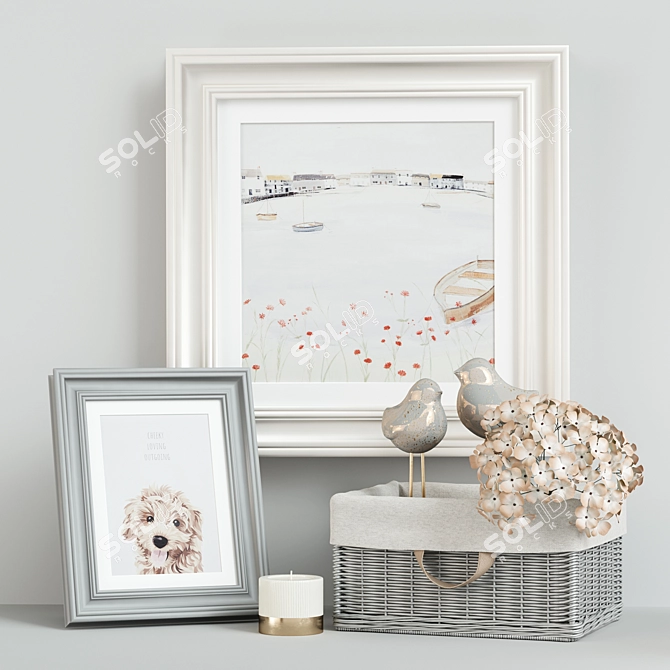 Artistic Décor Set: Framed Beauty 3D model image 1