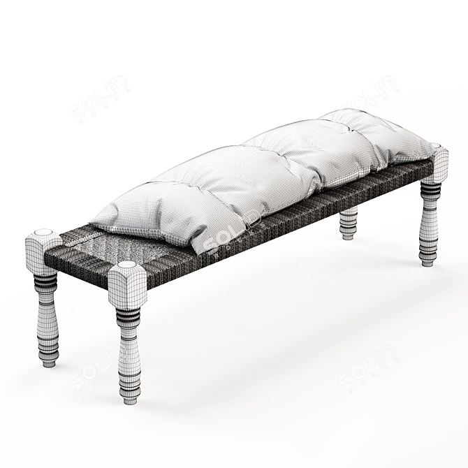Indian Style Bench: Adas - The Perfect Blend of Wood and Rope 3D model image 2
