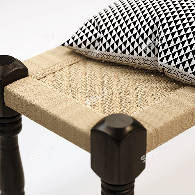 Indian Style Bench: Adas - The Perfect Blend of Wood and Rope 3D model image 5