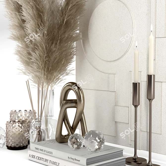 Elegant Pampas Decor Set 3D model image 2