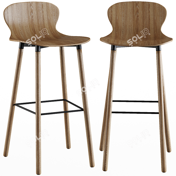 Modern Edelweiss Bar Stool: Sleek & Stylish 3D model image 1