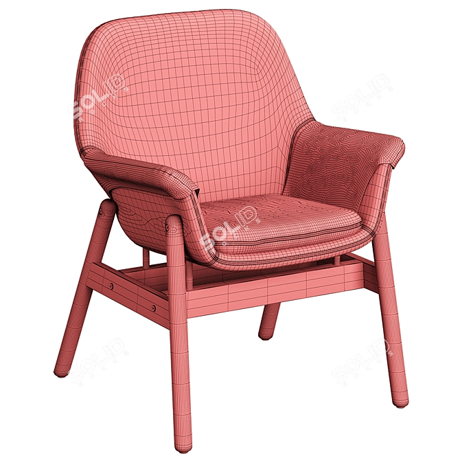 VEDBO Wooden Chair - Classic Gray Upholstery 3D model image 5