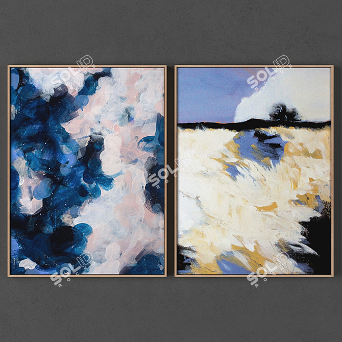 2-Piece Framed Painting Set 3D model image 1