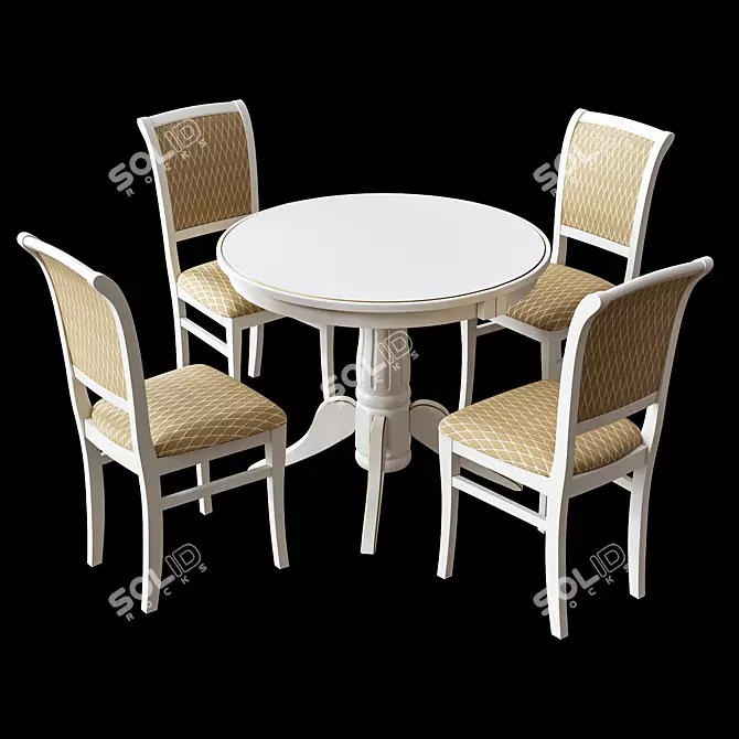 Elegant Levox Dining Set 3D model image 1