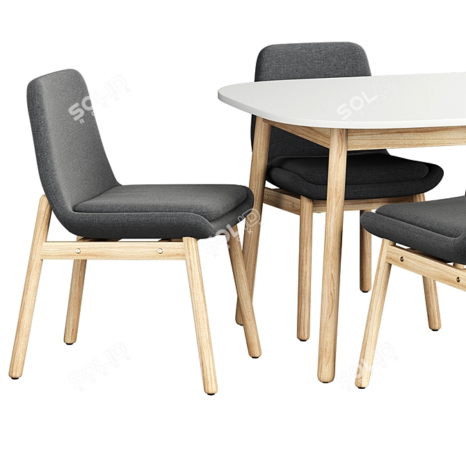 VEDBO VEDBU IKEA M Table & Chair - White Birch 3D model image 3