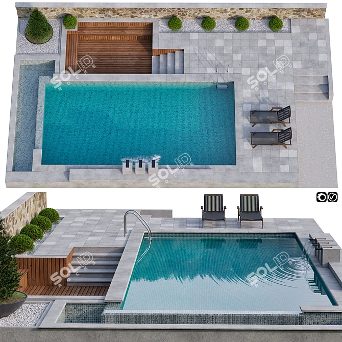 Modern Pool Oasis 3D model image 1
