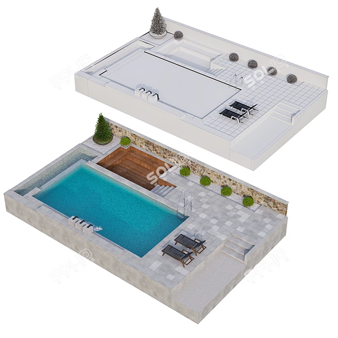Modern Pool Oasis 3D model image 5