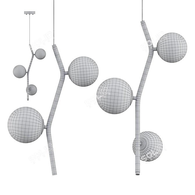 Elegant Glass Pendant Lamp 3D model image 4