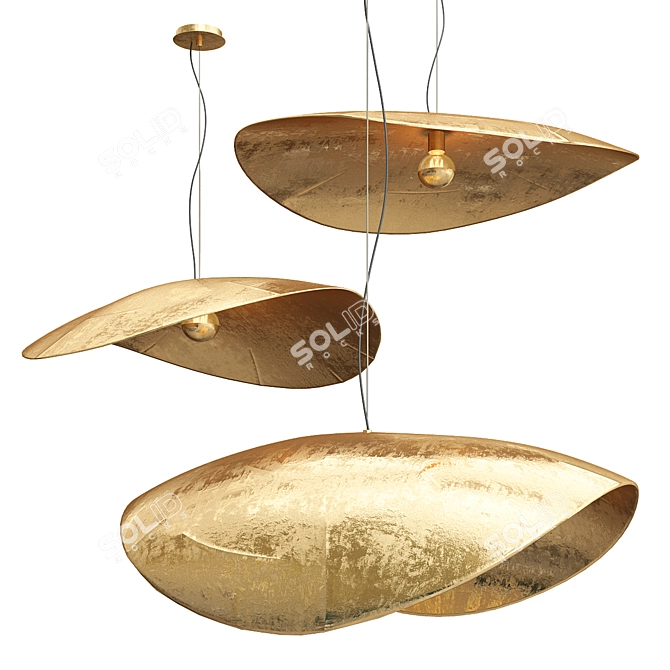 Elegant Gervasoni Brass Pendant - 3 Shapes 3D model image 1