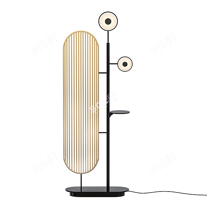 Floor LED Installation with Screen and Shelf 3D model image 1