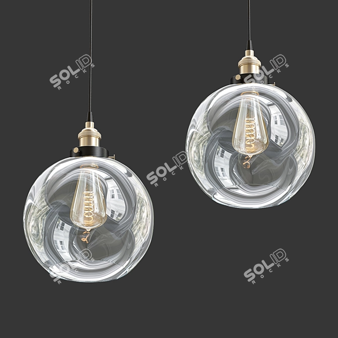 Ocean Blue Glass Pendant Light 3D model image 1