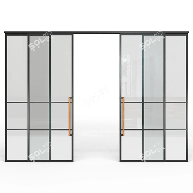 Industrial Loft Glass Partition 3D model image 3