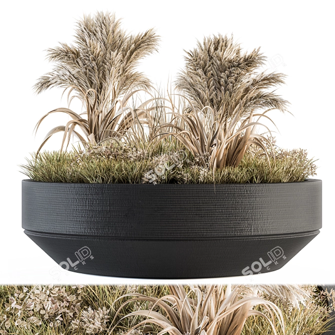 Outdoor Oasis: Concrete Pot Plant Set 3D model image 4