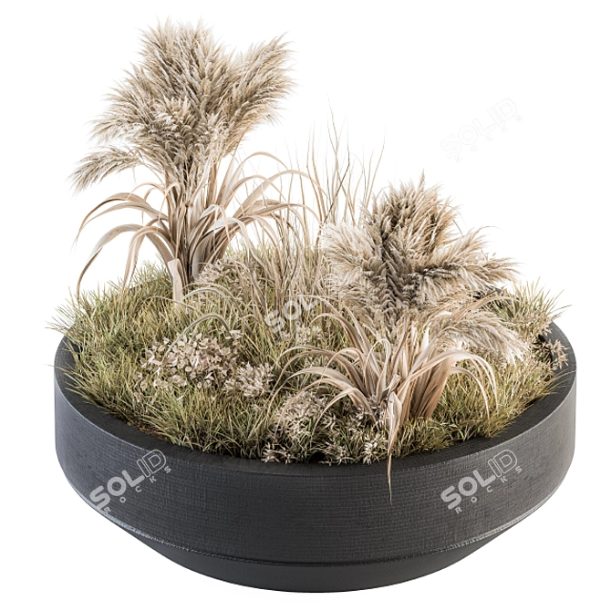 Outdoor Oasis: Concrete Pot Plant Set 3D model image 5