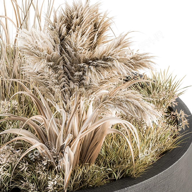 Outdoor Oasis: Concrete Pot Plant Set 3D model image 1