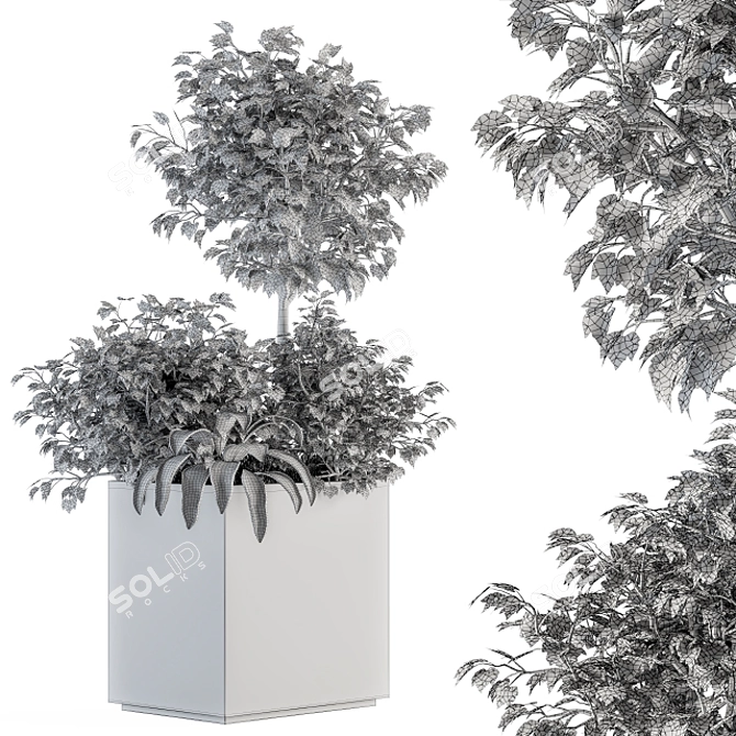 Metal Pot Outdoor Plant Set 3D model image 4