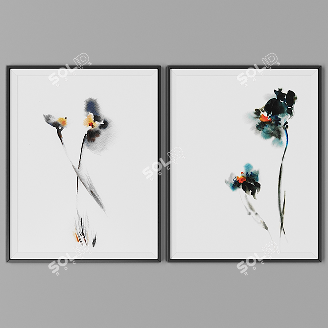 Elegant Black Frame Picture Set 3D model image 1