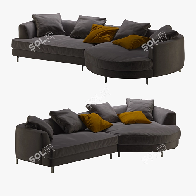 Modern Chaise Sectional Sofa 3D model image 1