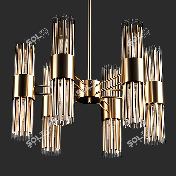 Art-Deco Style Chandelier: Metal & Glass Elements 3D model image 1