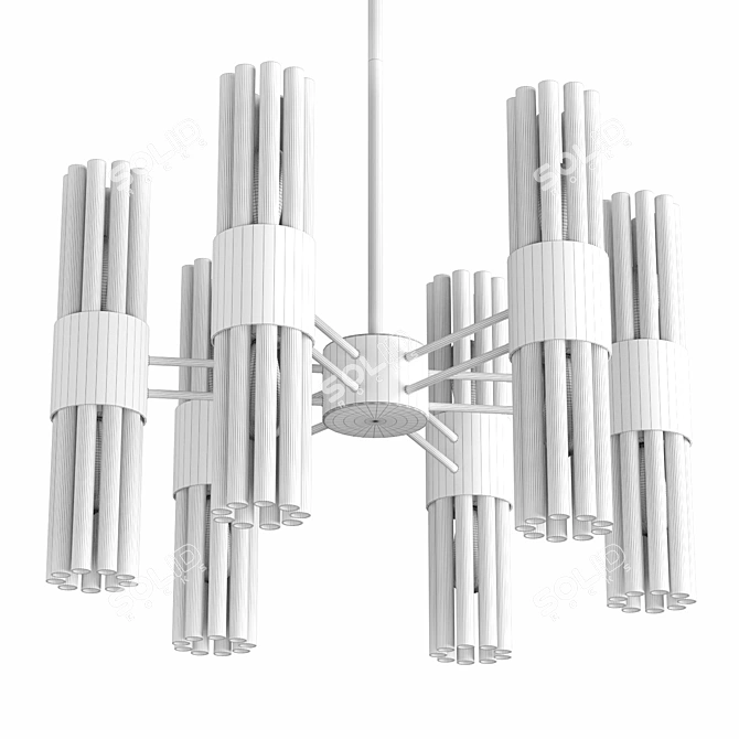 Art-Deco Style Chandelier: Metal & Glass Elements 3D model image 2