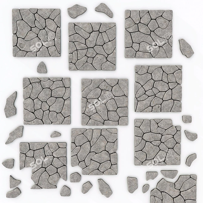 Rock Fragment Panel Windows 3D model image 4