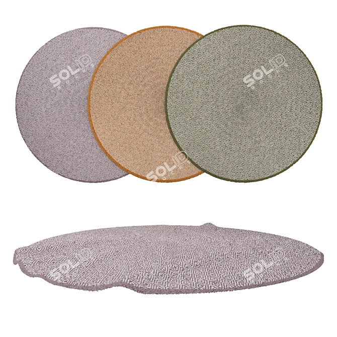 Round Carpets Set - Versatile and Detailed 3D model image 1