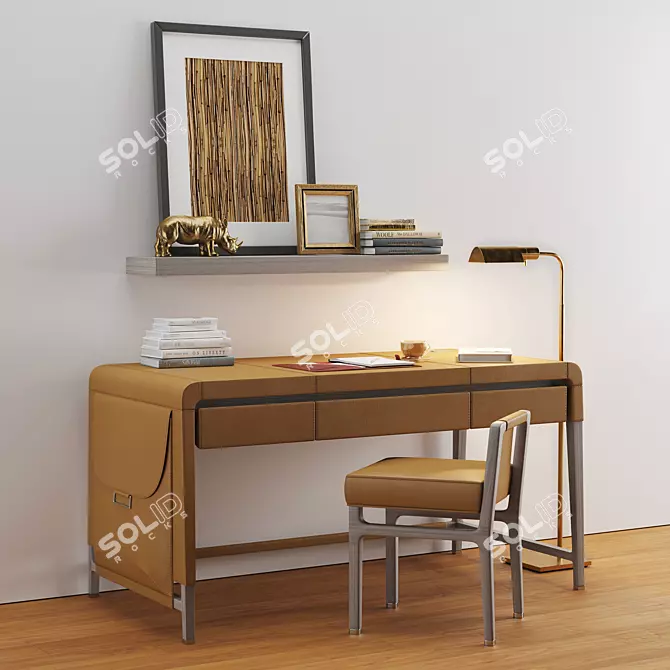 Modern Workplace Set 3D model image 1