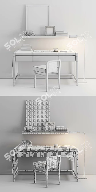 Modern Workplace Set 3D model image 5