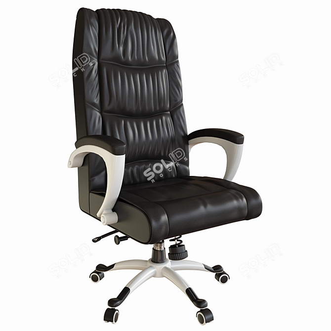 Elegant Black Leather Office Chair 3D model image 1